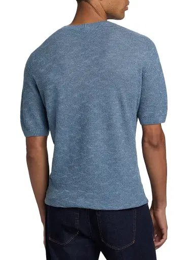 Giorgio Armani Men's Cashmere-Hemp-Silk Sweater - Light Blue Melange - Size 42 | Thumbnail 5