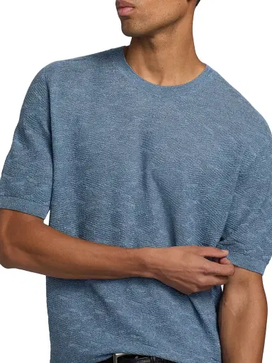 Giorgio Armani Men's Cashmere-Hemp-Silk Sweater - Light Blue Melange - Size 42 | Thumbnail 6