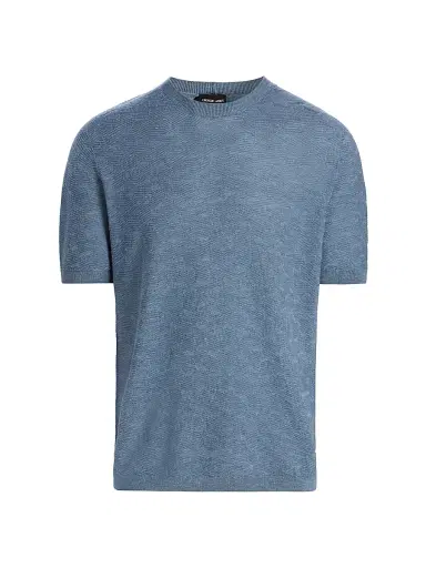 Giorgio Armani Men's Cashmere-Hemp-Silk Sweater - Light Blue Melange - Size 42 | Thumbnail 1