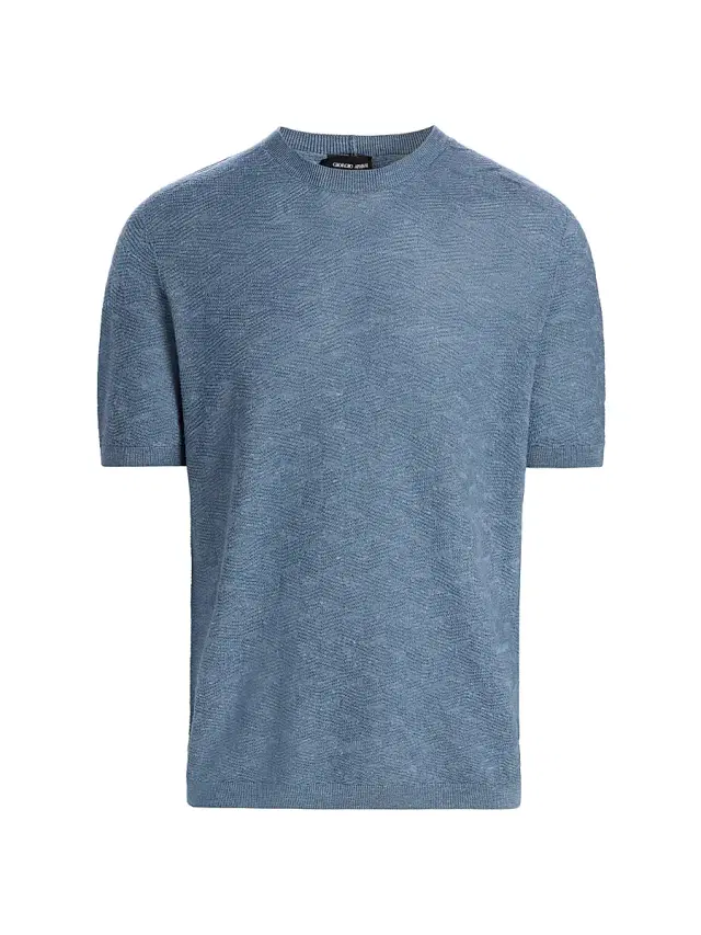Men's Cashmere-Hemp-Silk Sweater - Light Blue Melange