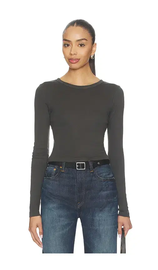 Supima Baby Rib Long Sleeve Cropped Top Supima Baby Rib Long Sleeve Cropped Top