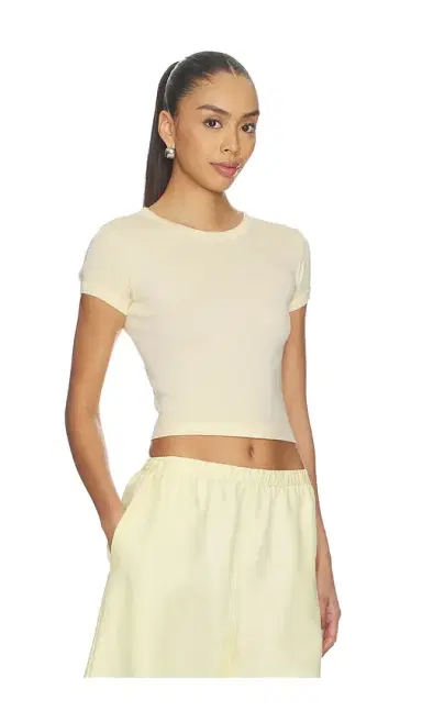ENZA COSTA Supima Baby Rib Cropped Tee | Thumbnail 2