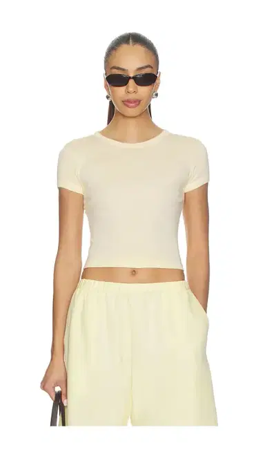 ENZA COSTA Supima Baby Rib Cropped Tee | Thumbnail 1