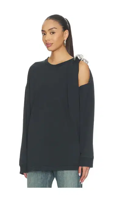 AREA Crystal Knot Long Sleeve T-Shirt | Thumbnail 2