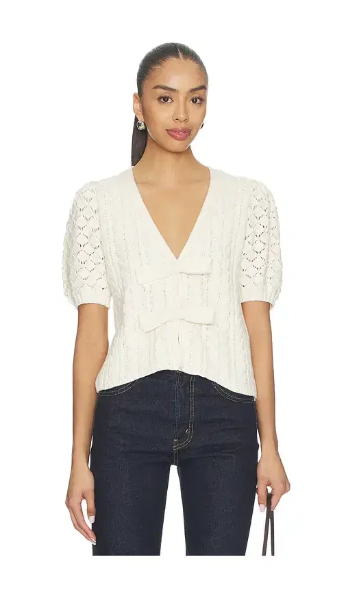 525 America Elaine Cable Bow Cardigan