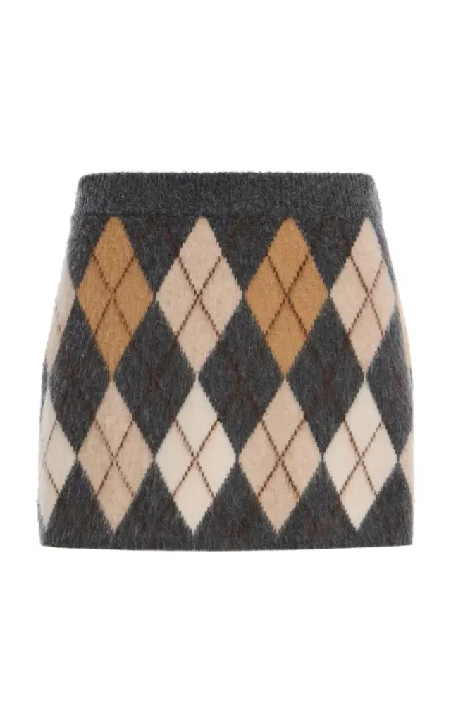 The Brushed Argyle Wool Mini Skirt