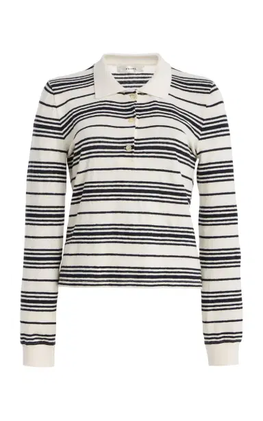 Frame The Striped Linen Polo Shirt | Thumbnail 6