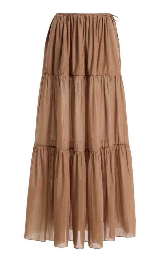 Moré Noir June Cotton-Silk Voile Skirt