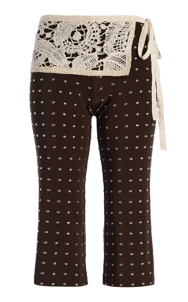 SIEDRÉS Gianna Lace-Detailed Studded Capri Pants