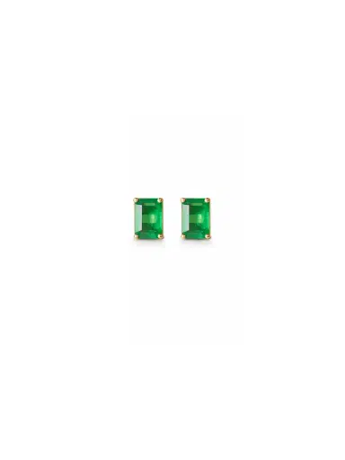 Wish Fine Jewelry 1.68ct Emerald 18K Gold Halo Stud Earrings | Thumbnail 1