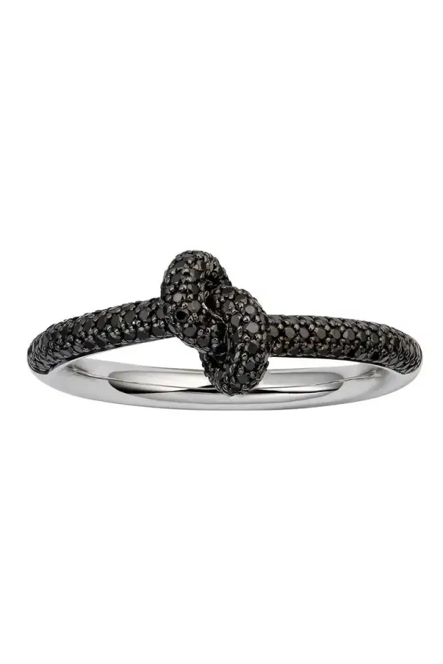 Engelbert 1920 Black Diamond Pave Mini Legacy Knot Ring