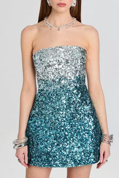 Retrofête Tancy Dress - Seychelles Teal Ombre | Thumbnail 4