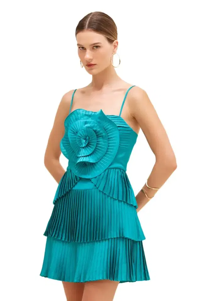 PatBo DREAM SATIN FLOWER MINI DRESS