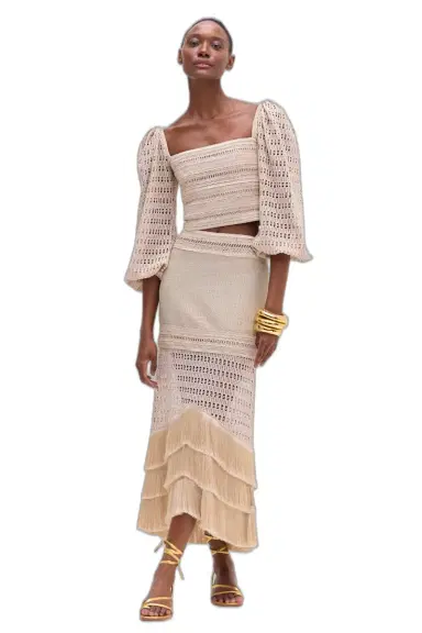 PatBo LUREX KNIT AND FRINGE LONG SKIRT | Thumbnail 1 PatBo LUREX KNIT AND FRINGE LONG SKIRT | Thumbnail 1