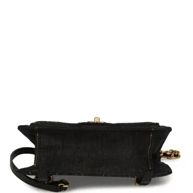 Chanel Chanel Double You Flap Backpack Black Denim Antique Gold Hardware | Thumbnail 6