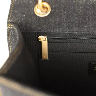Chanel Chanel Double You Flap Backpack Black Denim Antique Gold Hardware | Thumbnail 8
