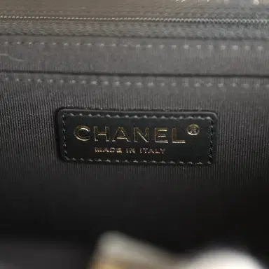 Chanel Chanel Double You Flap Backpack Black Denim Antique Gold Hardware | Thumbnail 9