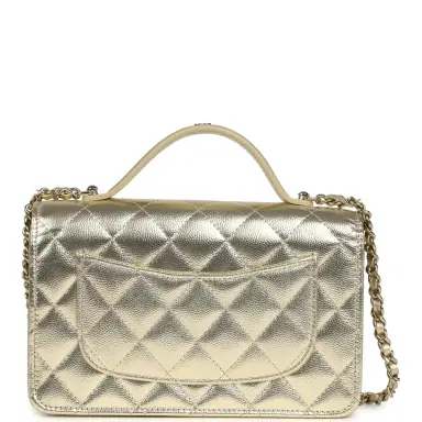Chanel Chanel Trendy Top Handle Wallet On Chain WOC Metallic Gold Shiny Caviar Light Gold Hardware | Thumbnail 4