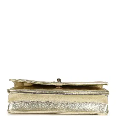 Chanel Chanel Trendy Top Handle Wallet On Chain WOC Metallic Gold Shiny Caviar Light Gold Hardware | Thumbnail 6