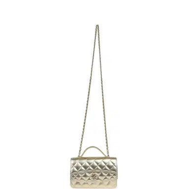 Chanel Chanel Trendy Top Handle Wallet On Chain WOC Metallic Gold Shiny Caviar Light Gold Hardware | Thumbnail 7