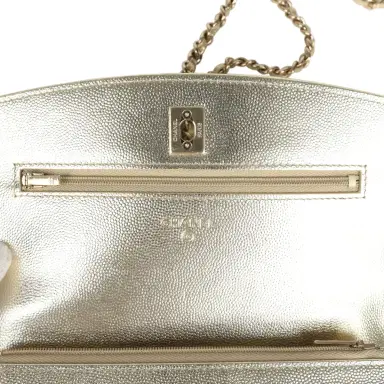 Chanel Chanel Trendy Top Handle Wallet On Chain WOC Metallic Gold Shiny Caviar Light Gold Hardware | Thumbnail 8