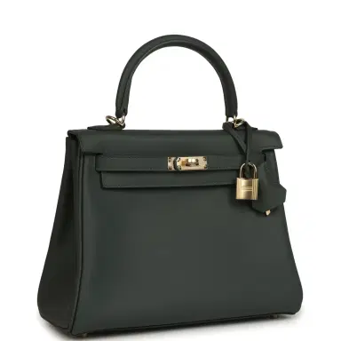 HERMÈS Hermes Kelly Retourne 25 Vert Mangrove Swift Permabrass Hardware | Thumbnail 2