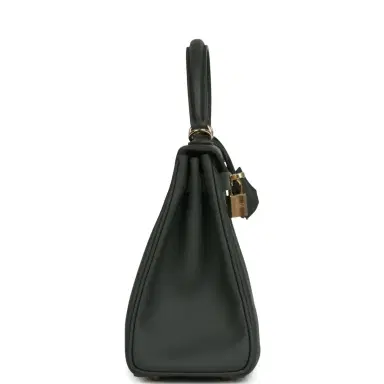 HERMÈS Hermes Kelly Retourne 25 Vert Mangrove Swift Permabrass Hardware | Thumbnail 3