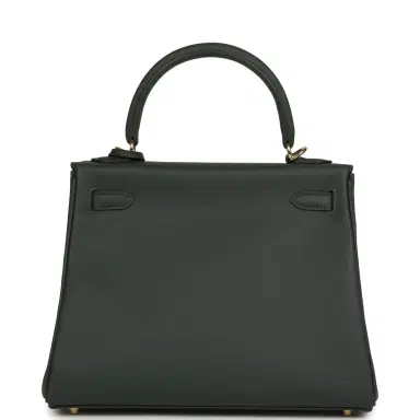 HERMÈS Hermes Kelly Retourne 25 Vert Mangrove Swift Permabrass Hardware | Thumbnail 4