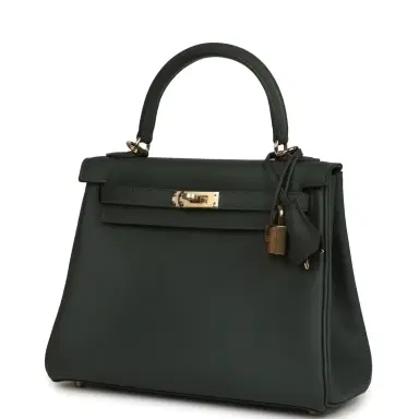 HERMÈS Hermes Kelly Retourne 25 Vert Mangrove Swift Permabrass Hardware | Thumbnail 5