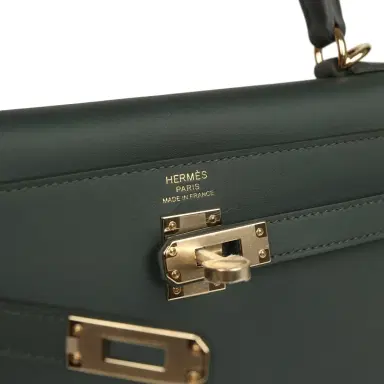 HERMÈS Hermes Kelly Retourne 25 Vert Mangrove Swift Permabrass Hardware | Thumbnail 7
