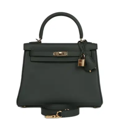 HERMÈS Hermes Kelly Retourne 25 Vert Mangrove Swift Permabrass Hardware | Thumbnail 1
