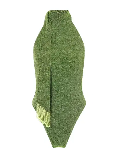 Oséree Lumière Scarf-detailed Embellished Metallic Swimsuit | Thumbnail 1