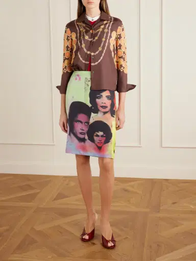 Versace Printed Silk-twill Midi Skirt | Thumbnail 2 Versace Printed Silk-twill Midi Skirt | Thumbnail 2