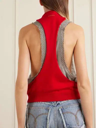 Versace Sleeveless Embroidered Cotton Tank Top | Thumbnail 4 Versace Sleeveless Embroidered Cotton Tank Top | Thumbnail 4
