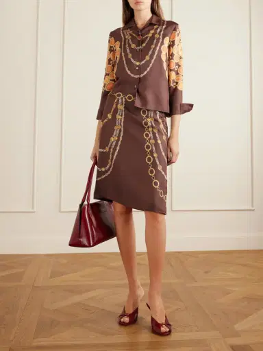 Versace Printed Silk-twill Knee-length Skirt | Thumbnail 2