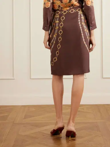 Versace Printed Silk-twill Knee-length Skirt | Thumbnail 3