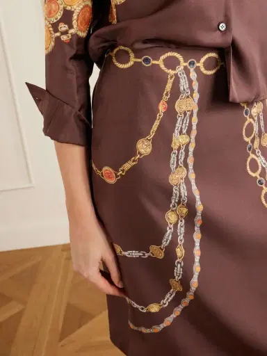 Versace Printed Silk-twill Knee-length Skirt | Thumbnail 4