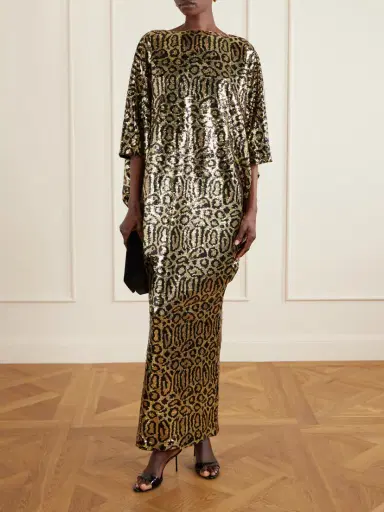 Taller Marmo Truman Animalier Kaftan In Black-gold Animal-print Sequined Mesh Gown | Thumbnail 2 Taller Marmo Truman Animalier Kaftan In Black-gold Animal-print Sequined Mesh Gown | Thumbnail 2