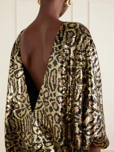 Taller Marmo Truman Animalier Kaftan In Black-gold Animal-print Sequined Mesh Gown | Thumbnail 5 Taller Marmo Truman Animalier Kaftan In Black-gold Animal-print Sequined Mesh Gown | Thumbnail 5