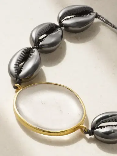 TOHUM Concha Gold-plated, Crystal And Shell Bracelet | Thumbnail 3