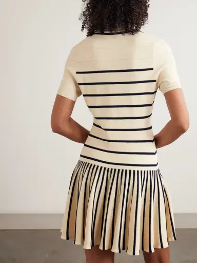 Zimmermann Luna Pleated Striped Ribbed-knit Mini Dress | Thumbnail 3