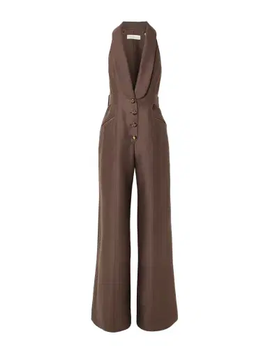 Zimmermann Alchemy Buckled Wool And Silk-blend Halterneck Jumpsuit | Thumbnail 1 Zimmermann Alchemy Buckled Wool And Silk-blend Halterneck Jumpsuit | Thumbnail 1