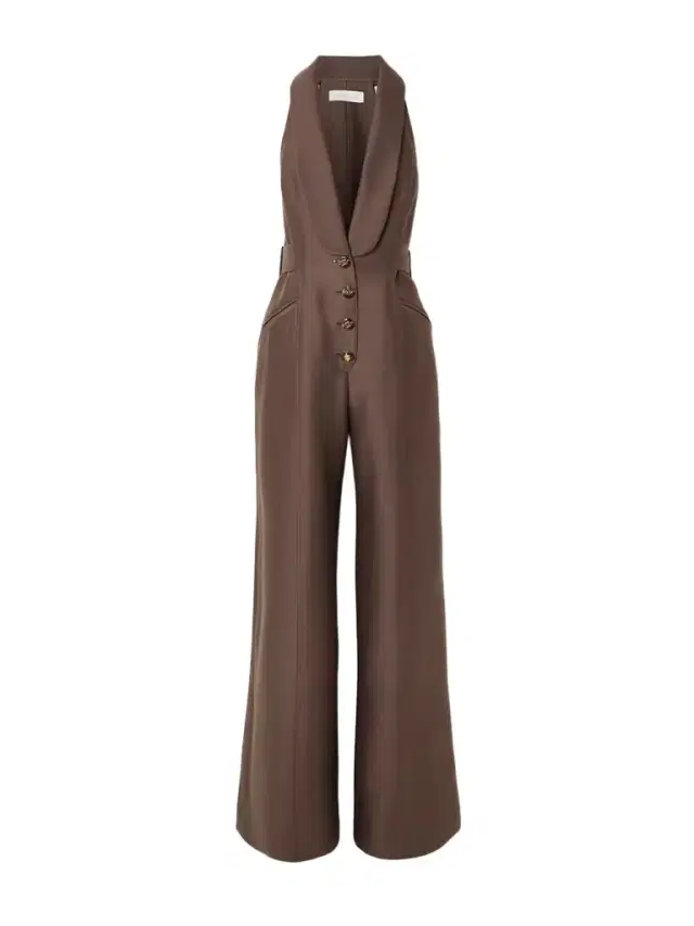 Alchemy Buckled Wool And Silk-blend Halterneck Jumpsuit