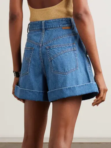 Zimmermann Pleated Denim Shorts | Thumbnail 4 Zimmermann Pleated Denim Shorts | Thumbnail 4