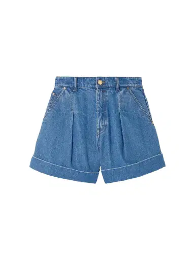 Zimmermann Pleated Denim Shorts | Thumbnail 1 Zimmermann Pleated Denim Shorts | Thumbnail 1