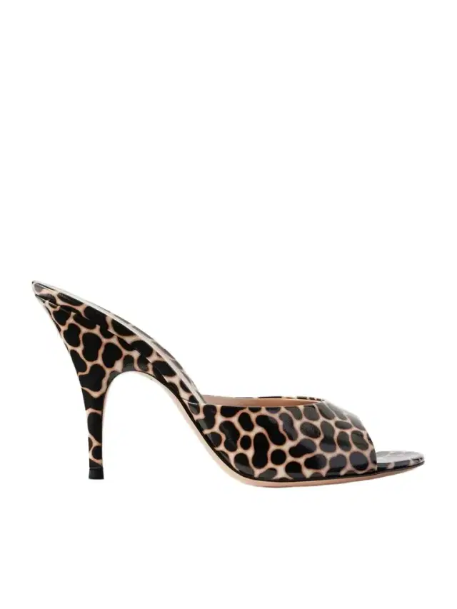 95 Leopard-print Leather Mules