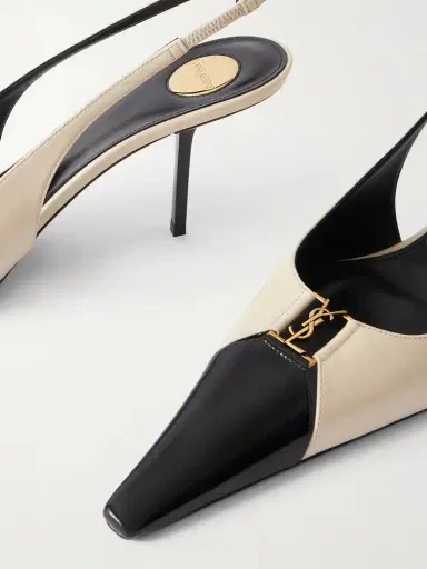 Saint Laurent Babylone Embellished Two-tone Leather Slingback Pumps | Thumbnail 5
