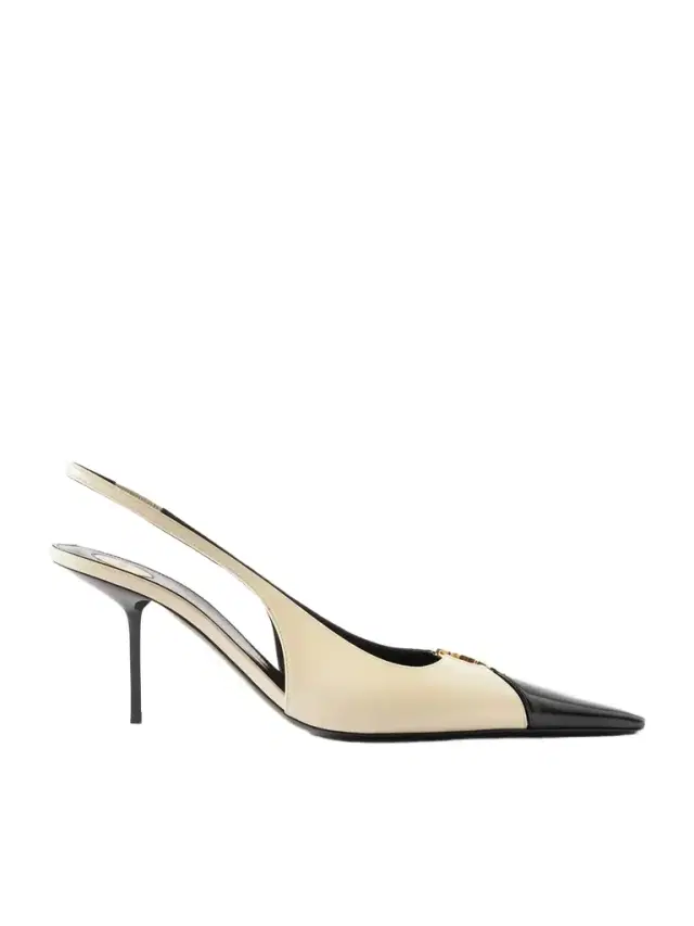 Babylone Embellished Two-tone Leather Slingback Pumps