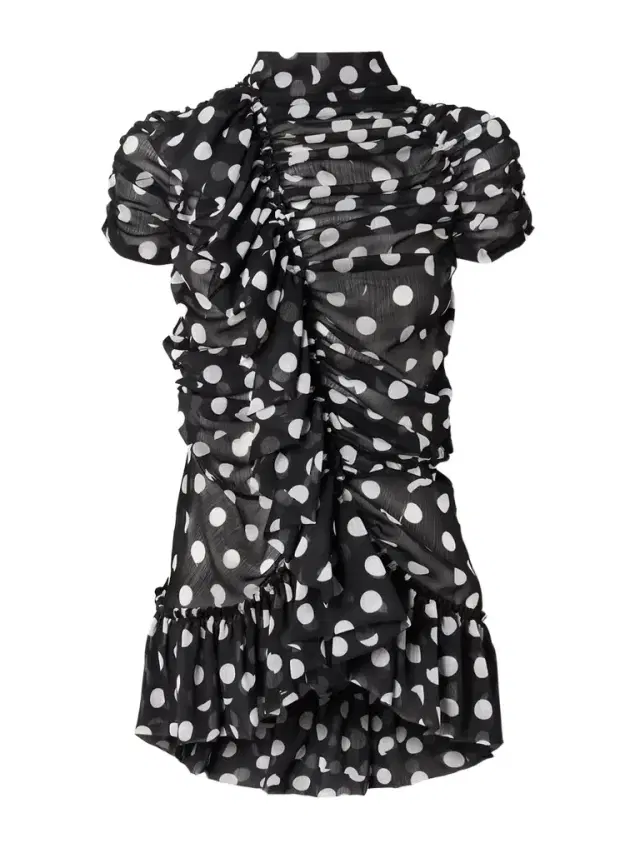 Ruffled Polka-dot Crepon Blouse