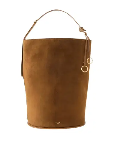 Alaïa Hip Large Leather-trimmed Suede Bucket Bag | Thumbnail 1 Alaïa Hip Large Leather-trimmed Suede Bucket Bag | Thumbnail 1